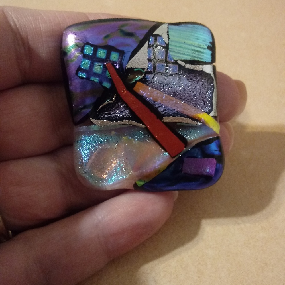 Art Glasd Pendant Brooch Pop Colors